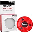 Base Unisex Sandwich Pro I Embroidery Handling & Training Puck I Good Gliding Properties I For All Temperatures I Inline and Street Hockey I 120 g I Red 7.5 cm