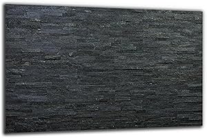 DECORWELT Herdabdeckplatte Abdeckung Ceranfeld Abdeckplatte Schneidebrett 1-Teilig 80x52 Schiefer Ziegel Steine Schwarz Spritzschutz Glasplatte Ceranfeldabdeckung Herdschutz Sicherheitsglas Glasschneidebrett