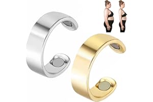 ShengQiu 2PCS Cal/mi Ring,Copper Magn/etic Rings for Women Men,Cal/mi Mag/netic Rings,Adjustable Ma/netic Rin/g,Smart Ring,Anxiety Rin/g