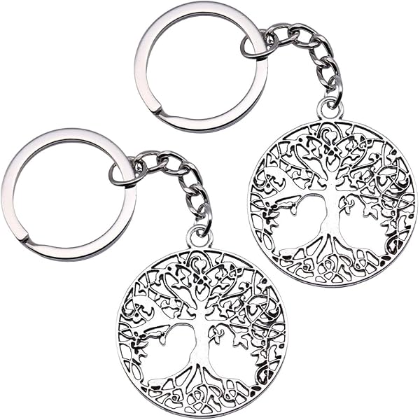 VASSAGO Portachiavi Albero Della Vita Con Sole E Luna - In Acciaio Inossidabile - Regalo Simbolico Per Familiari - 2