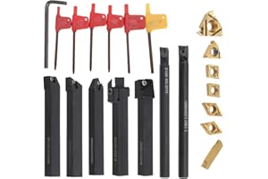 ATOPOLER 21Pcs Porte-Outil De Tournage, Tournage en Carbure Multifonctionnel Support Alésoir avec Inserts De Carbure, pour Outil de Tour (10 MM) (12 MM)