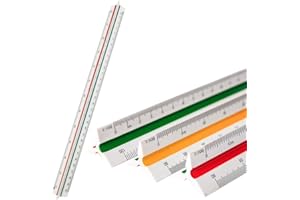 SLOWE 1 PCS Architectural Triangular Scale Ruler Metric 1:100, 1:200, 1:250, 1:300, 1:400, 1:500 Standard 30 CM for Architects, Students, Draftsman and Engineers - Green, Red, Yellow