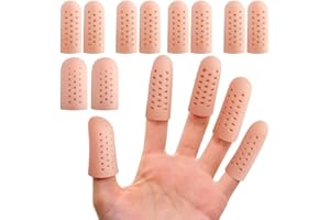 COGANA Protège Doigts en Gel Respirant, Lot de 10 Protection des Doigts, Excellent pour les Doigts à Gâchette, l'eczéma des Mains, les Fissures des Doigts, les Callosités etc. (Beige)