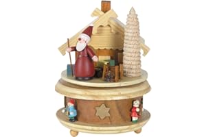 OBC Spieluhr Weihnachtsmann Natur 16cm, Weihnachtslied Oh Tannenbaum/Spieldose Holz handbemalt Kunsthandwerks-Stil/Deko Advent & Weihnachten