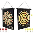 Delopik Dart Set Magnetic Dartboard Set Hanging Roll Up DartBoard Set Leisure Sports for Kids adults with 6 Darts