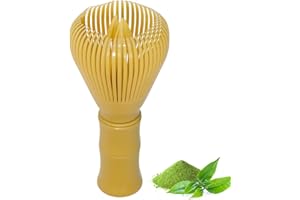 GUIGA Frusta Matcha, Frustino di Resina per il tè Matcha, Matcha Whisk Set, per la Preparazione Tradizionale del tè Matcha, Matcha Frusta, Chasen Matcha Tradizionale, Resina, Giallo