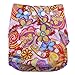 Happy Cherry Colored Flowers Printed Washable Reusable Leakproof Warm Baby Diapers Free Size - Brown