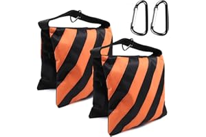GELUODE Sandsäcke für Fotografie, Sandsack mit Karabiner, leerer Sandsack für Fotografie-Lampenstativer, Lichtständer-Stativ, 2 Stück (Orange)