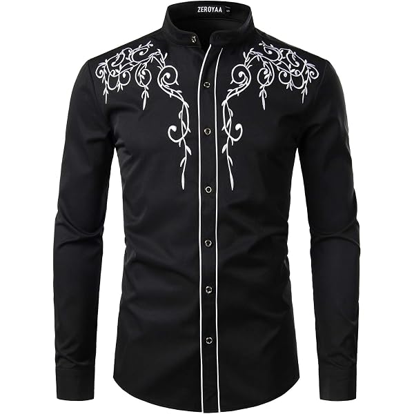 ZEROYAA Men's Hipster Rose Floral Print Slim Fit Long Sleeve Button-Up Shirt - Black Royal, Size Large - View #11