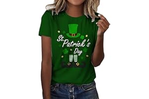 ALLEGORLY Women St Patricks Day T Shirt Women Short Sleeve Shirts Print Fancy Leprechaun Green Paddy's Day T-Shirts 2024 Irish Lucky Shamrock Shirts Casual Crewneck Blouse Tee Tops Funny T-Shirt
