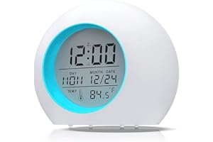 Lypumso Despertador Digital Electrónico, Reloj Alarma con 7 Colores Luz de Noche, Despertador de Función Snooze Pantalla LED con Hora Fecha Temperatura