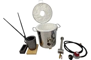 LSMIITTH 6KG Propan-Schmelzofen mit Tiegeln, 113ml Barrenform, Zange und Handschuhe, Brennofen für Metall Gold Silber Kupfer Aluminium Full Casting Tool Kit