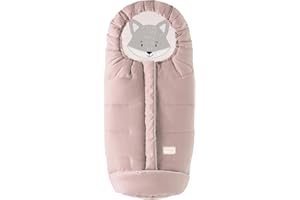 Nuvita 9605 Junior Cuccioli | Sacco Universale per Passeggino con Animaletti | Perfetto per Bambini da 6 a 36 Mesi (100 cm) | Resistente al Freddo fino a -13°C | Rosa Tenue