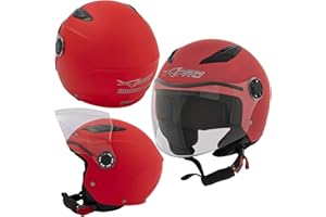 A-PRO Casco Moto Scooter Niño Chicos Infantil Seguridad Homologado ECE 22 06 Rojo L