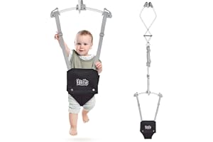 Funlio Babydörrhoppare i 6–24 månader (med dörrklämma), babyhoppgunga med stark fjäder och justerbar rem, bärbar dörrvippa fö