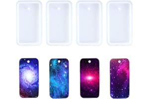 Nifocc Llavero rectangular de silicona, molde rectangular para llavero con dijes de resina epoxi, moldes de fundición con agujero para manualidades, tamaño grande, 4 piezas
