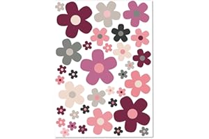 ‎YOUNIKAT Blumen-Aufkleber-Set Blümchen rot beige I Flower-Power Sticker für Fahrrad Laptop Handy Küche Bad Fahrzeug-Aufkleber I wetterfest I kfz_286