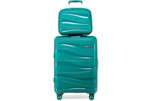 Kono Suitcase Sets of 2 Piece Lightweight Carry On Hand Cabin Luggage Polypropylene Hard Shell Suitcase with 4 Wheels Travel with Beauty Case