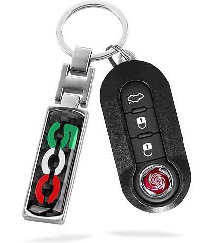 Portachiavi Auto Stiloso Per Fiat 500L - In Pelle Microfibra Con Anello A D Girevole