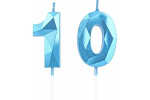 DTXLX 10th Birthday Candles, Blue Number Candles Birthday Decoration, Happy Birthday Cake Toppers, for Birthday Parties Weddings Company Anniversaries (Blue, 10)