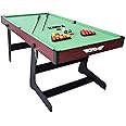 DRM 6FT Folding Snooker Table Pool Table Space Saving Billiards Table With All Balls And Other Accessories, 183L x 92W x 79H CM