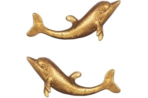 itsisa Möbelknopf Delphin Gold, 2er Set - Schubladenknopf Landhaus Delfin, Möbelknauf, Möbelgriff maritim