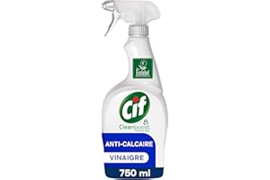 CIF - Spray nettoyant pistolet Anti-Calcaire universel - Technologie Cleanboost - enlève 100% du calcaire - avec vinaigre - ecolabel - 750ml