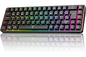 TMKB TECHNOLOGY MECHANICAL KEYBOARD TMKB T68 Gaming Keyboard, 60% Wireless Mechanical RGB Keyboard with Bluetooth/2.4G/Type-C, Compact 68 Keys Anti-Ghosting, German QWERTZ Layout, Red Linear Switch, Black