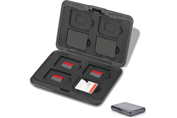 Jaimela Étui pour Cartes Mémoire 16 Emplacements Résistant à l'eau, 8 SD + 8 Micro SD Cards, Boîte Plastique pour SDXC SDHC TF (Noir)