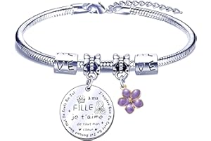 FGHJK Cadeau Noel Fille Cadeau Fille Cadeau D'anniversaire Garçon Fille Enfant Je T'aime Ma Fille Cadeau Fille à Ma Fille Bracelet Femme Idee Cadeau Ado Fille Pendentif Bracelets