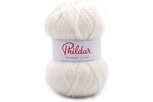 Phildar - Pelote de Laine Phil LOOPING - Laine à Tricoter - 20% Laine,80% Acrylique - Aiguille n°6 - Couleur Blanc