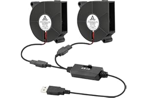 GDSTIME 2 x 60mm Blower Fan 60 x15mm USB Blower Cooling Case with 2 in 1 3-Speed Controller 5V 6015 Centrifugal 6CM Turbo Case Cooler For 3D Printer Inverter Exhaust Ventilation Replacement