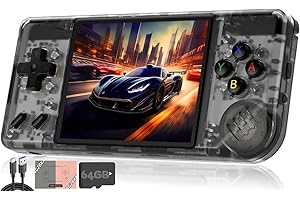 Whatsko RG28XX Console deJeux Portables,Linux System Built-in 64G Carte avec 5516 Jeux,Support HDMI TV Output et Multimedia Application,Console Rétro 2.83 inch IPS Screen 3100mAh(Transparent Noir)