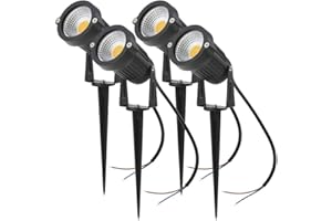 aulyun Lot de 4 Spot LED Cob 5W 220V Spots Jardin Orientables avec Piquet Luminaires Extérieur Jardin Terrasse