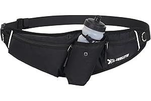 SENPRITY Waist Pack, Running Water Bag Belt with Bottle Holder Waterproof Running, Fitness Waist Pack Adjustable for Men and Women Suitable for Hiking Walking Cycling Black