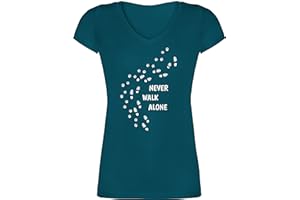 Shirtracer - T-Shirt Damen V Ausschnitt - Geschenk für Hundebesitzer - Never Walk Alone Pfotenabdrücke
