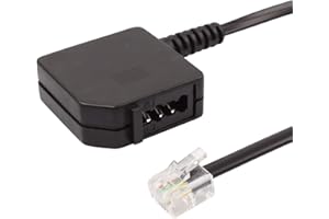 ecabo Cable modular – Adaptador/divisor/cable telefónico/cable de red – RJ11 a TAE F – Wester Macho/Hembra – 4 hilos – para router, módem, fax, teléfono – negro – 0,2 m