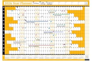 PlannerHead 2026 Wall Planner Orange | Yearly Calendar 2026 for Students, Families, Businesses, Offices | UK & Ireland Bank Holidays | Unmounted & Unlaminated (Orange, Large 49cm x 70cm - Rolled)