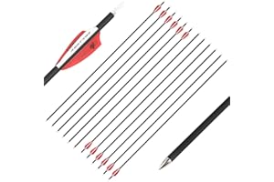 Wolfman 32 Pouces Tir à l'arc Flèche de Carbone 1000 Spine Flèche Carbone Flèche Arc Flèches de Chasse avec 2" Plumes en Caoutchouc Flèche pour Arc Classique Arc a Poulies