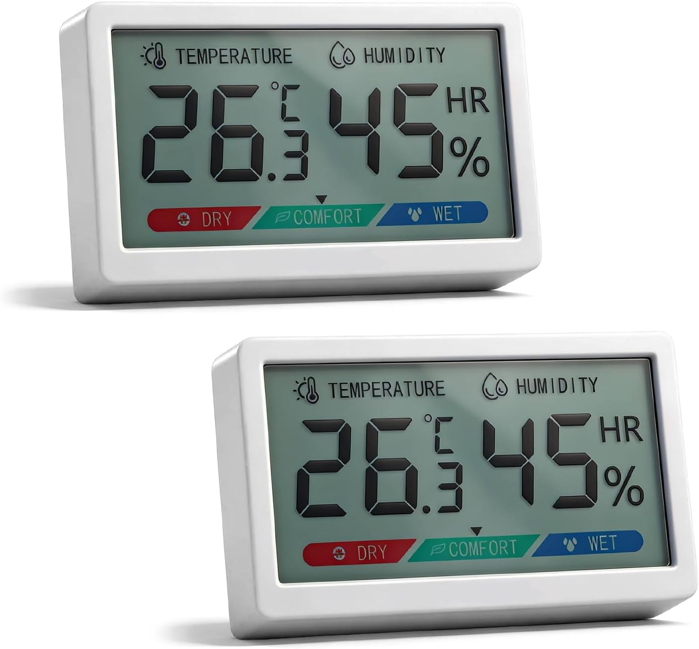 Chatthen Termometro Digital Casa, Higrometro Digital de Interior para Controlar la Temperatura y medir la Humedad, Medidor de Humedad Digital de Temperatura para Invernadero, Bebé, Bodega, Reptil 2Pcs