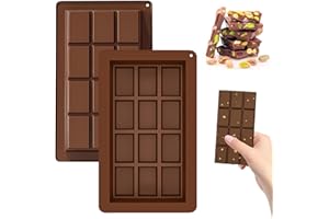 JINSION 2 Piezas Moldes de Chocolato Profundo,Moldes de Silicona para Chocolat,Molde de Silicona para Tableta de Chocolate,Antiadherente Moldes para Barra de Chocolate de Silicona para DIY Chocolates