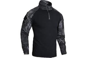FICUHGOC Militärisches taktisches Langarmhemd für Herren Outdoor Camo Combat T-Shirt mit Reißverschluss