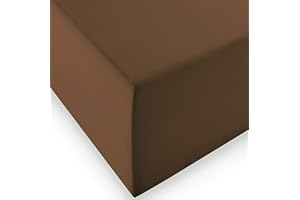 fleuresse Prześcieradło z gumką Comfort XL (96% bawełna, 4% elastan), z gumką dookoła, Ökotex Standard 100, do materacy o wysokości do 40 cm, 180-200 x 200-220 cm, czekoladowy brąz