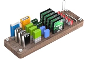AOJUE AODUKE 25 Slots Holz-Memory-Kartenkoffer, TF-Kartenbox und USB-Flash-Laufwerk/Micro SD-Kartenhalter für den Schreibtisch, tragbarer Speicherkartenkoffer(AJSNH01M)