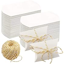 Lot De 100 Boîtes Cadeau Blanches Avec 60 M De Jute, Boîtes à Bonbons