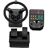 Logitech G Saitek Farm Sim Controller, Farming Simulator Bundle bestehend aus Lenkrad, Steuerkonsole, Gas- und Bremspedal, 90
