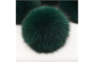 GreatRise 2 StücK Fellbommel für Mützen Künstlicher Haarball Nachahmung Fuchs Haarkugel Kunstpelz Bommel Plüsch Pompon für DIY Hüte, Taschen, Schals, Schuhe, Schlüsselanhänger Dunkelgrün 8cm