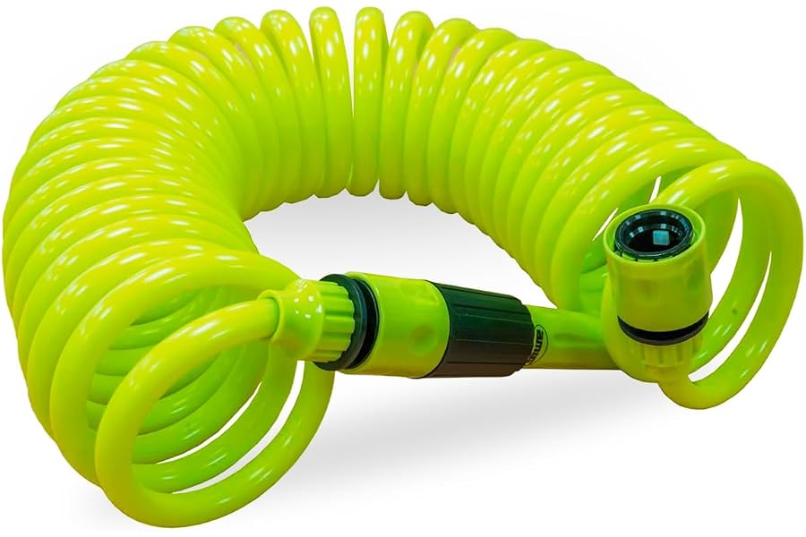 Amig - Manguera en Espiral - Fabricada en Polipropileno - Medida Extensible hasta 7,5 m - Incluye Lanza de Riego, Adaptador y