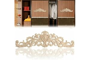 AIDNTBEO Applique sculptée en bois pour décoration de meubles non peinte, cadre de meubles décoratif pour porte d'armoire