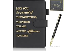 MENG JIARAN Thank You Gifts Employee Appreciation Gift Inspirational A5 Notebook Pen and Greeting Card Gift Set Friendship Leaving Gifts for Colleagues Women Men Coworker Nurse Teacher Employee (Black)